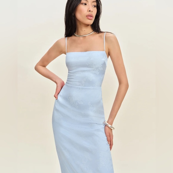 Reformation Frankie silk dress in ice - Picture 2 of 4